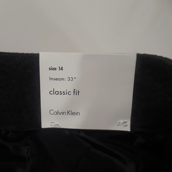 CALVIN KLEIN Gray Classic Fit Straight Leg Luxe Trouser Pants 14 NWT - Picture 5 of 7